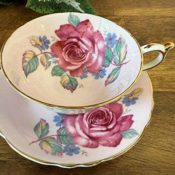 Paragon Pink Cabbage Rose‎ Teacup and Saucer A8004 Royal Warrant Bone China - Picture 3 of 6